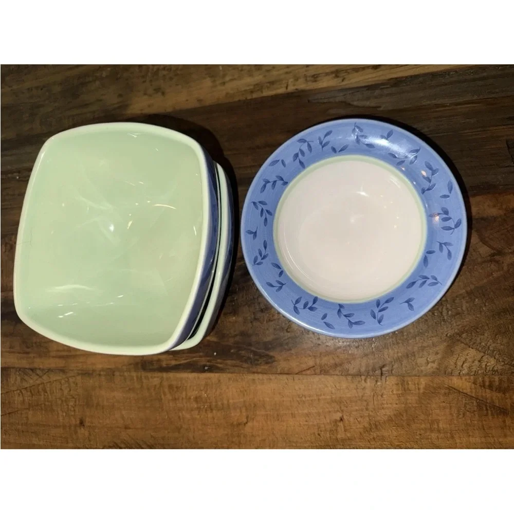 Vintage Pfaltzgraff Summer Breeze Square Bowls And Matching Salad Plate Set Of 4